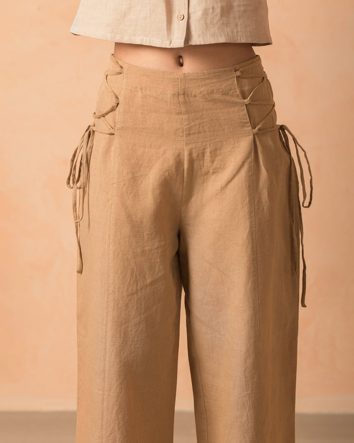 Zephra Mocha Cotton Flex Solid Straight Pants