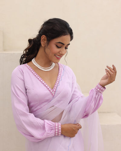 Bhavya Lavender Satin Blouse