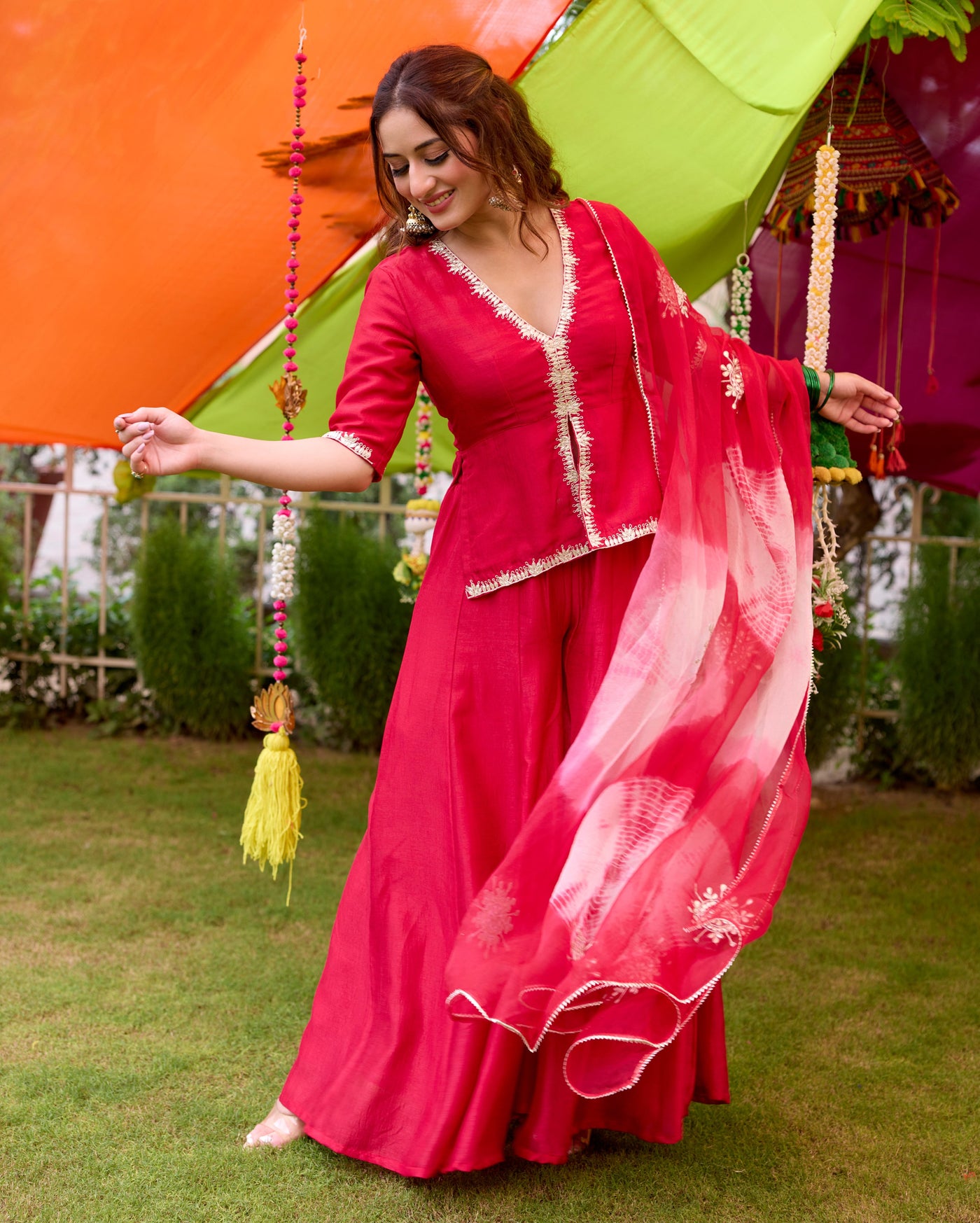 Zari Red Solid Anokha Suit Set