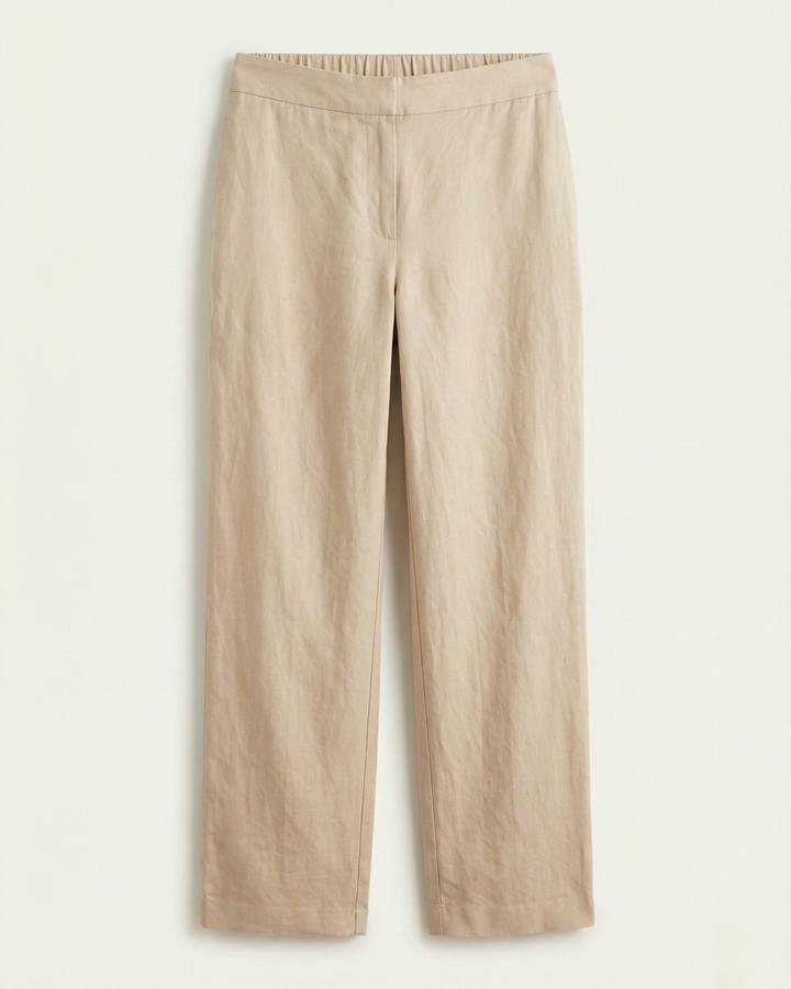 Avira Beige Cotton Flex Straight Pants
