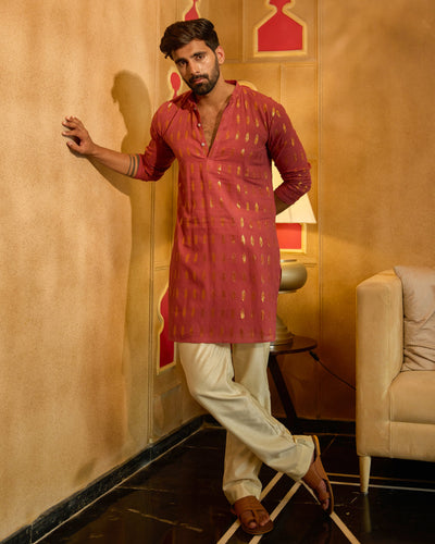Anantya Maroon Knitted Lurex Kurta