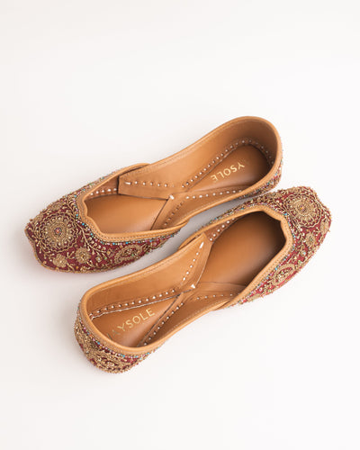 Marwa Maroon Handcrafted Jutti