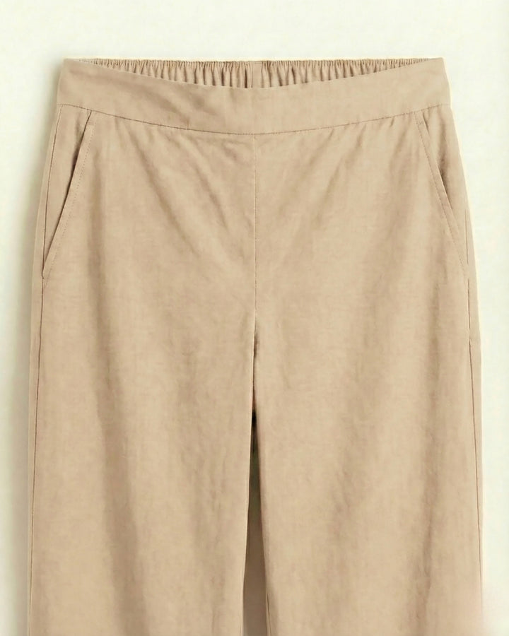 Ziva Beige Cotton Straight Pants