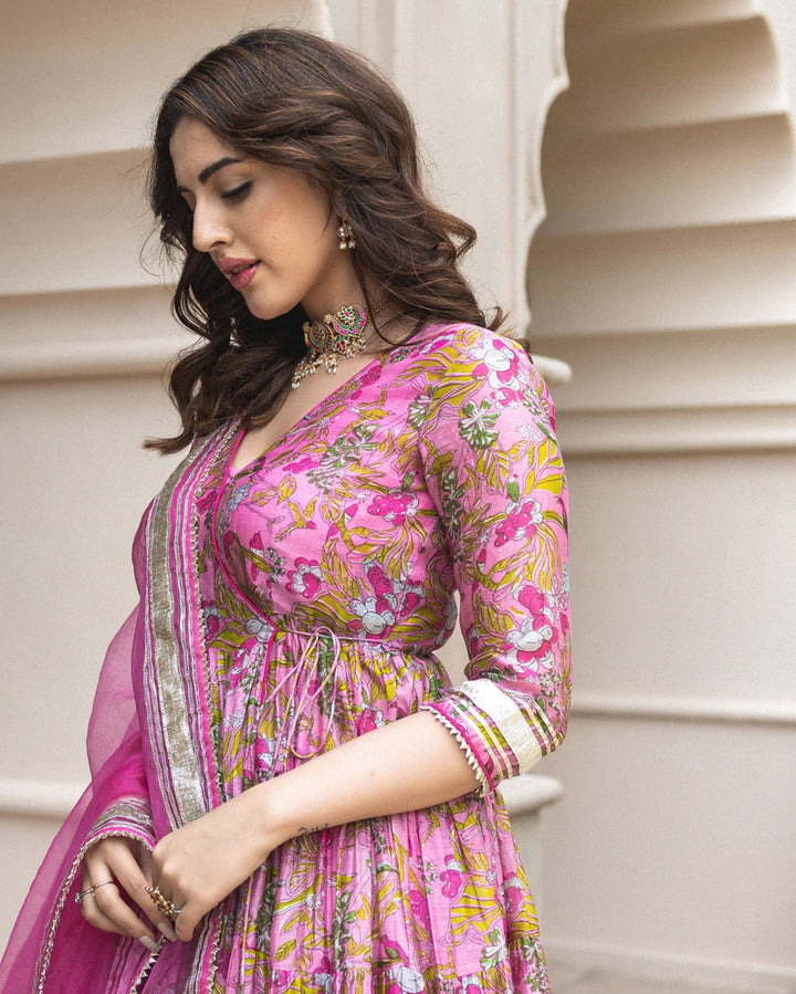 Yelena Chanderi Angrakha Suit Set