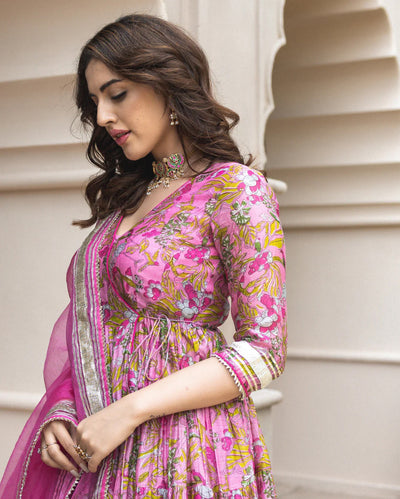 Yelena Chanderi Angrakha Suit Set