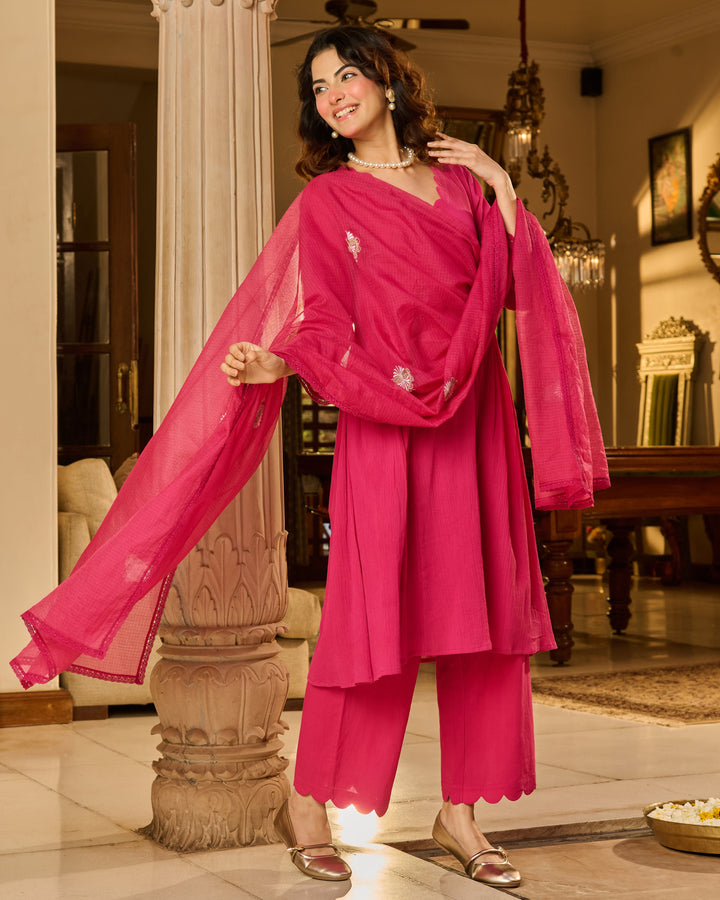 Raj Rani Embroidered Cotton Crush Suit Set