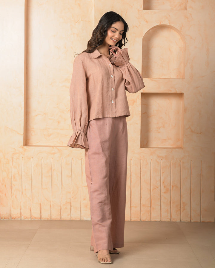Carnelian Pink Solid Cotton Flex Coord Set