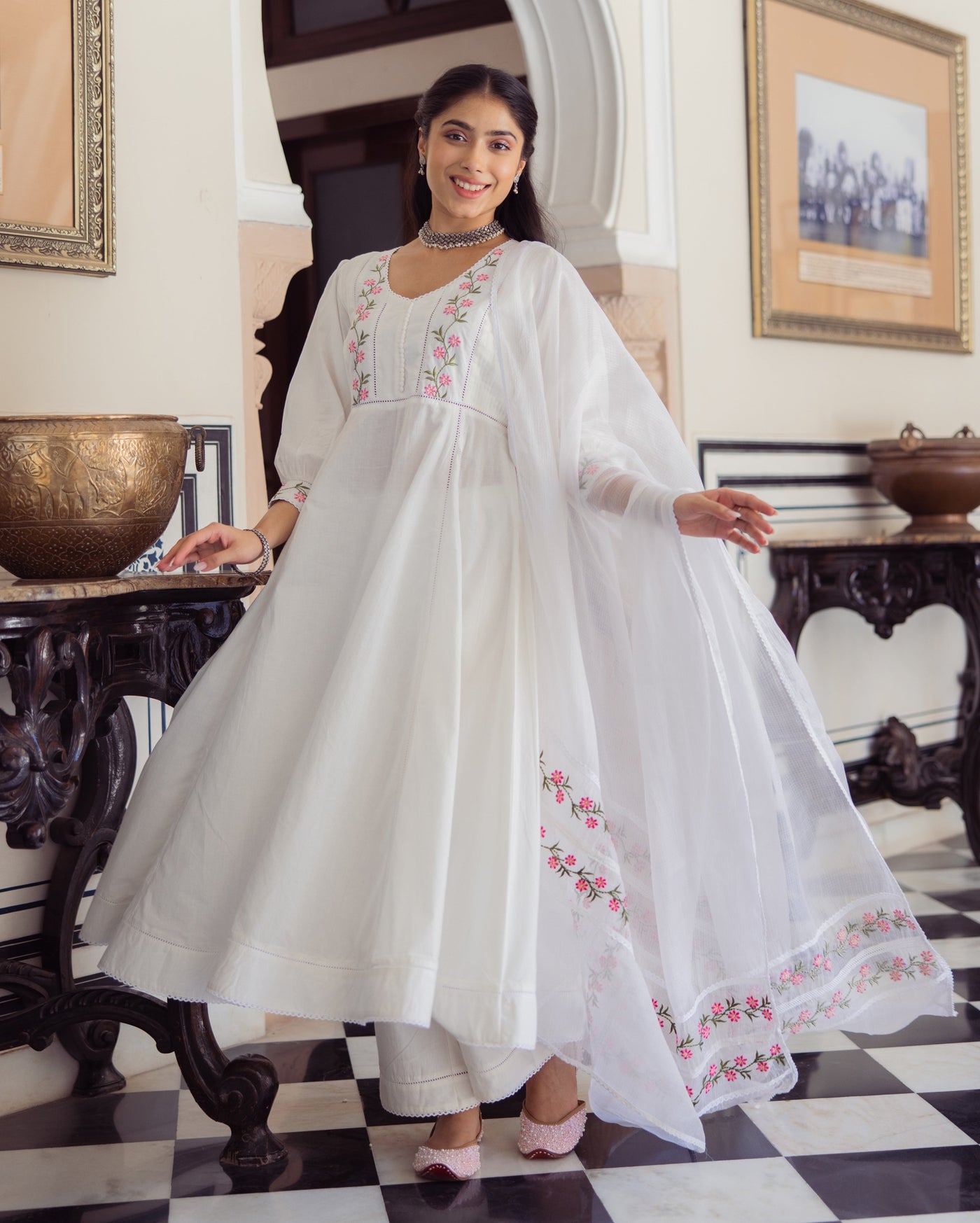 Rizz White Embroidered Cotton Suit Set