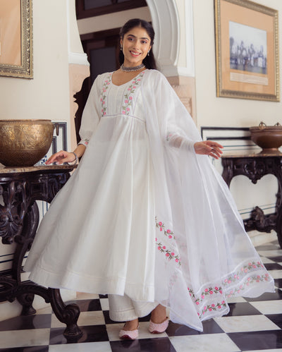 Rizz White Embroidered Cotton Suit Set