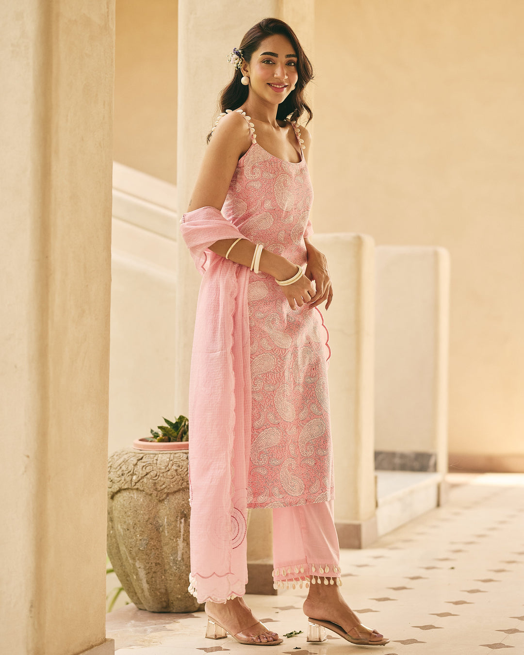 Shrusti Pink Cotton Printed Suit Set