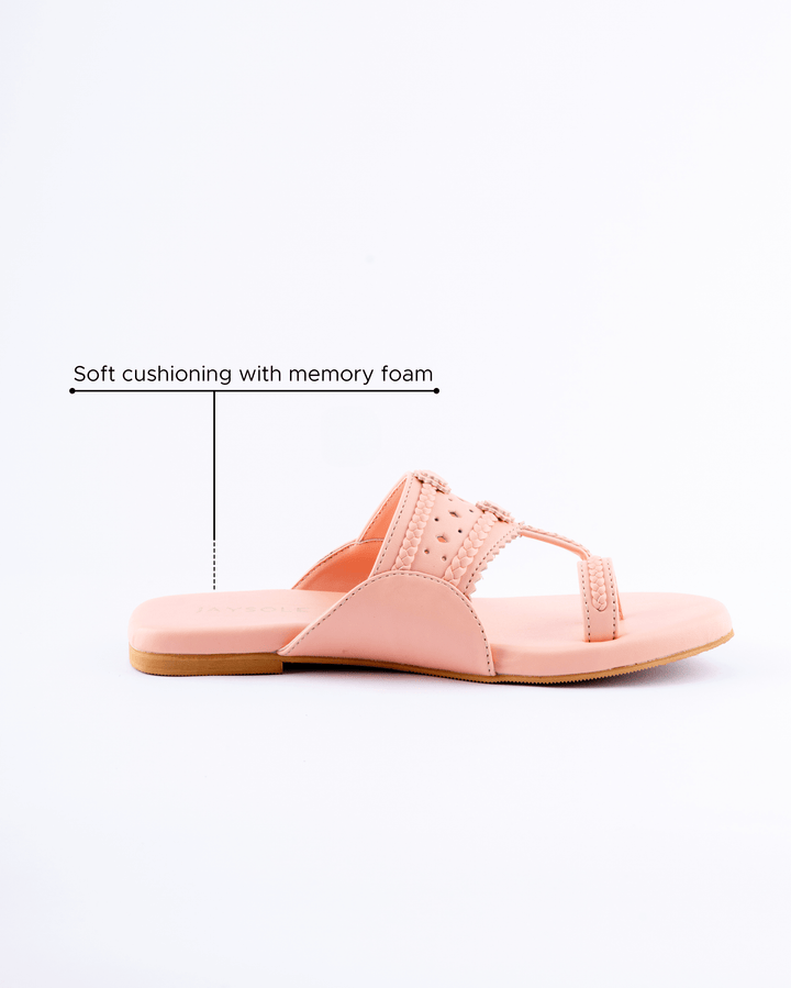 Salmon Peach Solid Kolha Flats
