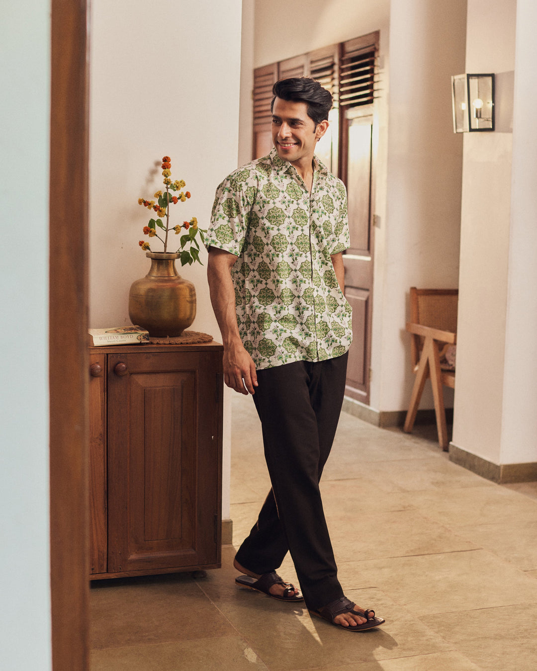 Viren White Printed Cotton Shirt