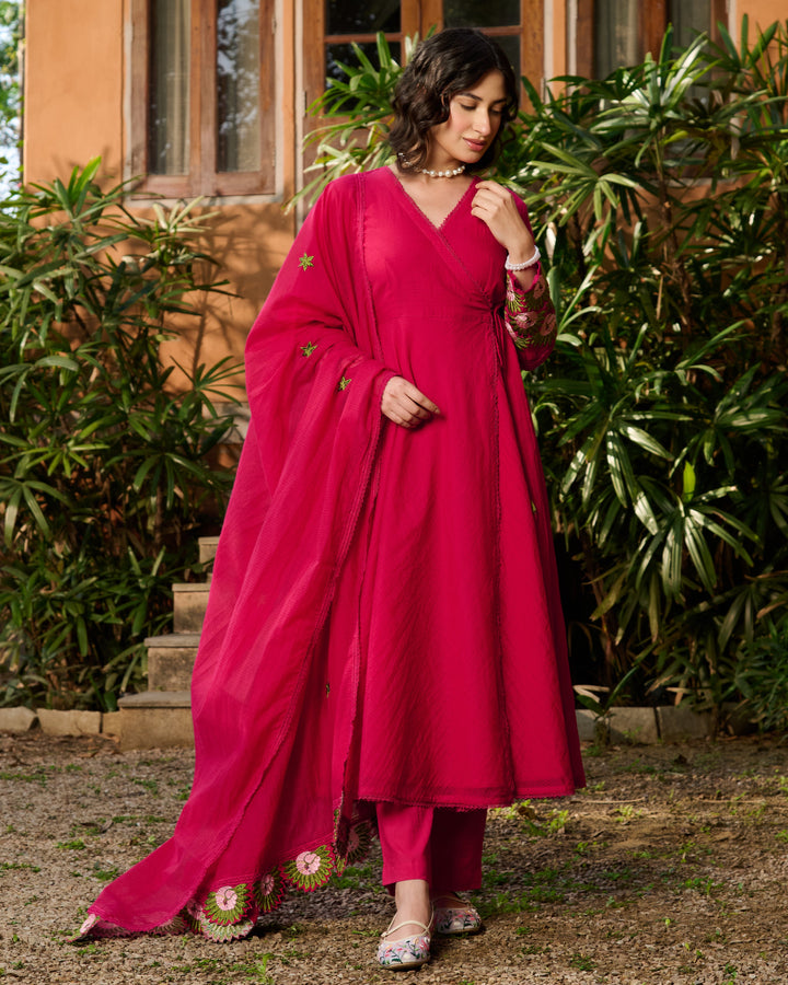 Saira Pink Embroidered Doria Suit Set