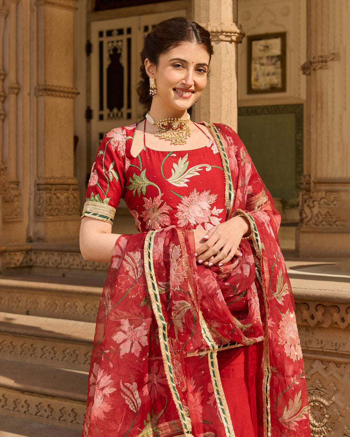 Shaan Maroon Printed Chanderi Sharara Set