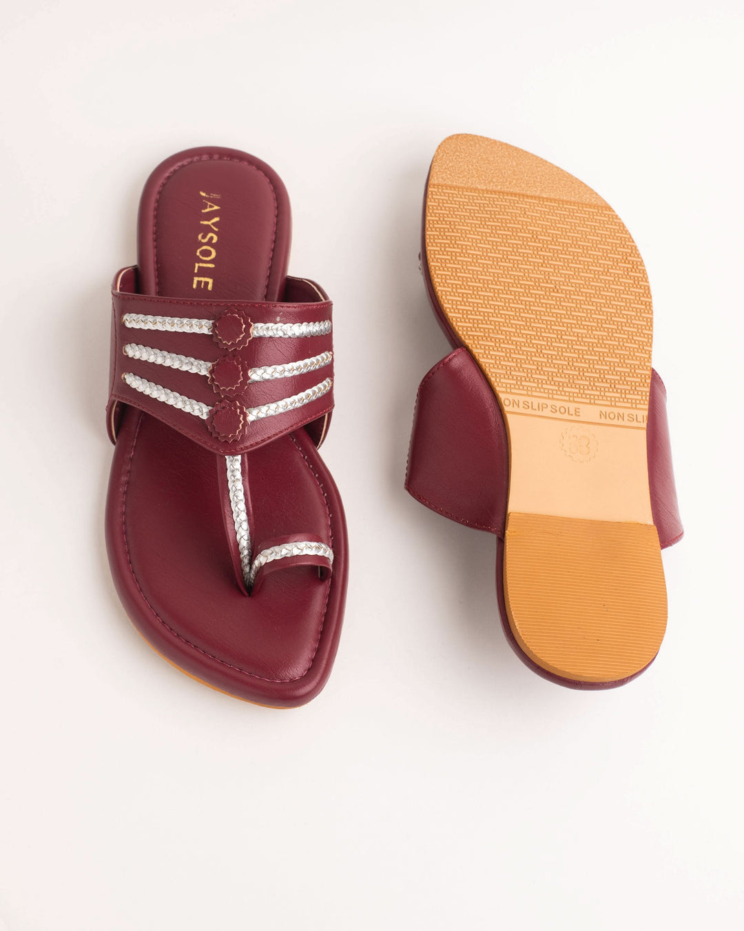 Noor Maroon Kolha Flats 