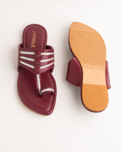 Noor Maroon Kolha Flats 