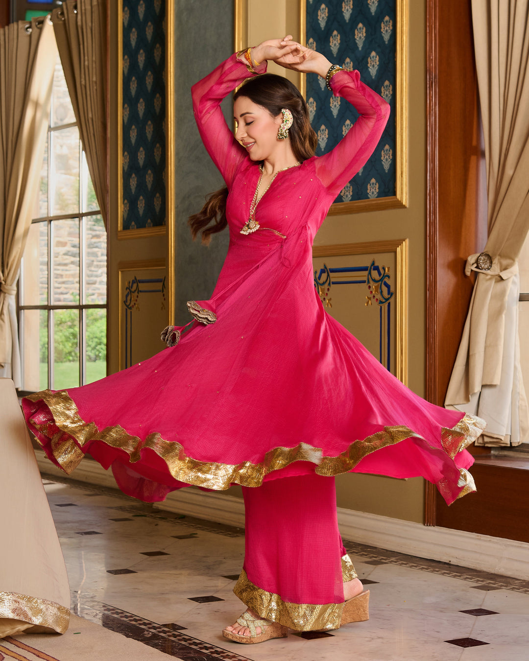 Roshvika Pink Embroidered Doria Suit Set