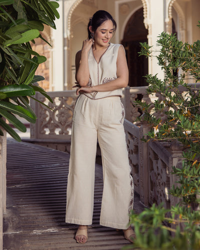 Gem Cream Embroidered Flex Coord Set