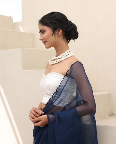 Sajni White Satin Blouse
