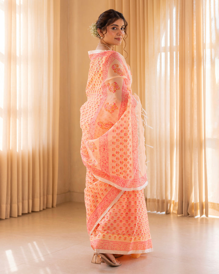 Aarohi Light Yellow Doria Printed Saree