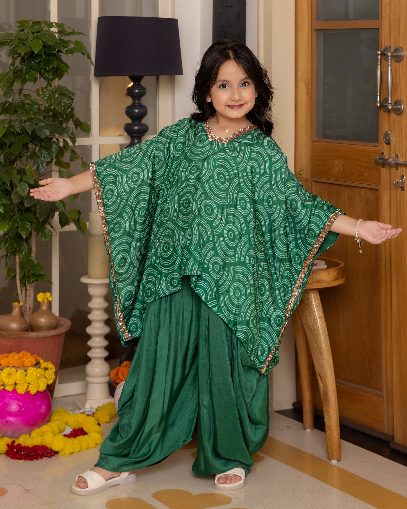 Radha Green Bandhani Muslin Coord Set
