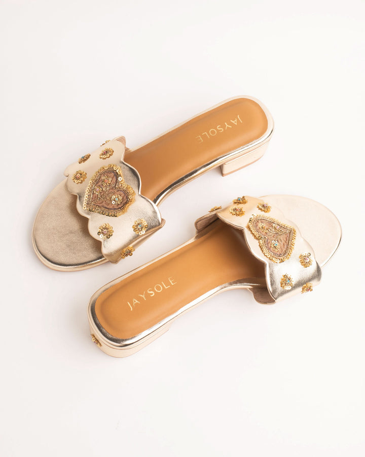 Jugnu Golden Handcrafted Heels
