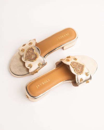 Jugnu Golden Handcrafted Heels
