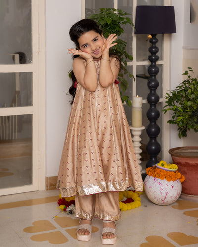 Ruhi Beige Bandhani Chanderi Coord Set