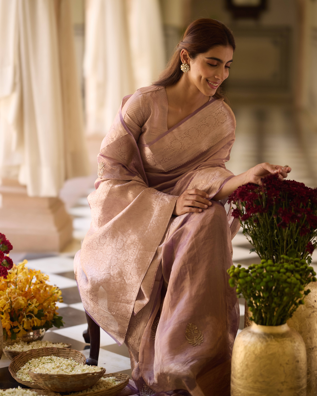 Prabha Purple Handcrafted Tissue Saree