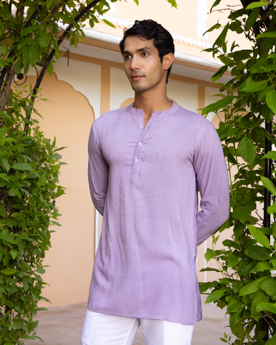 Nakul Purple Solid Dobby Kurta