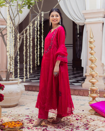 Sheer Pink Embroidered Doria Suit Set