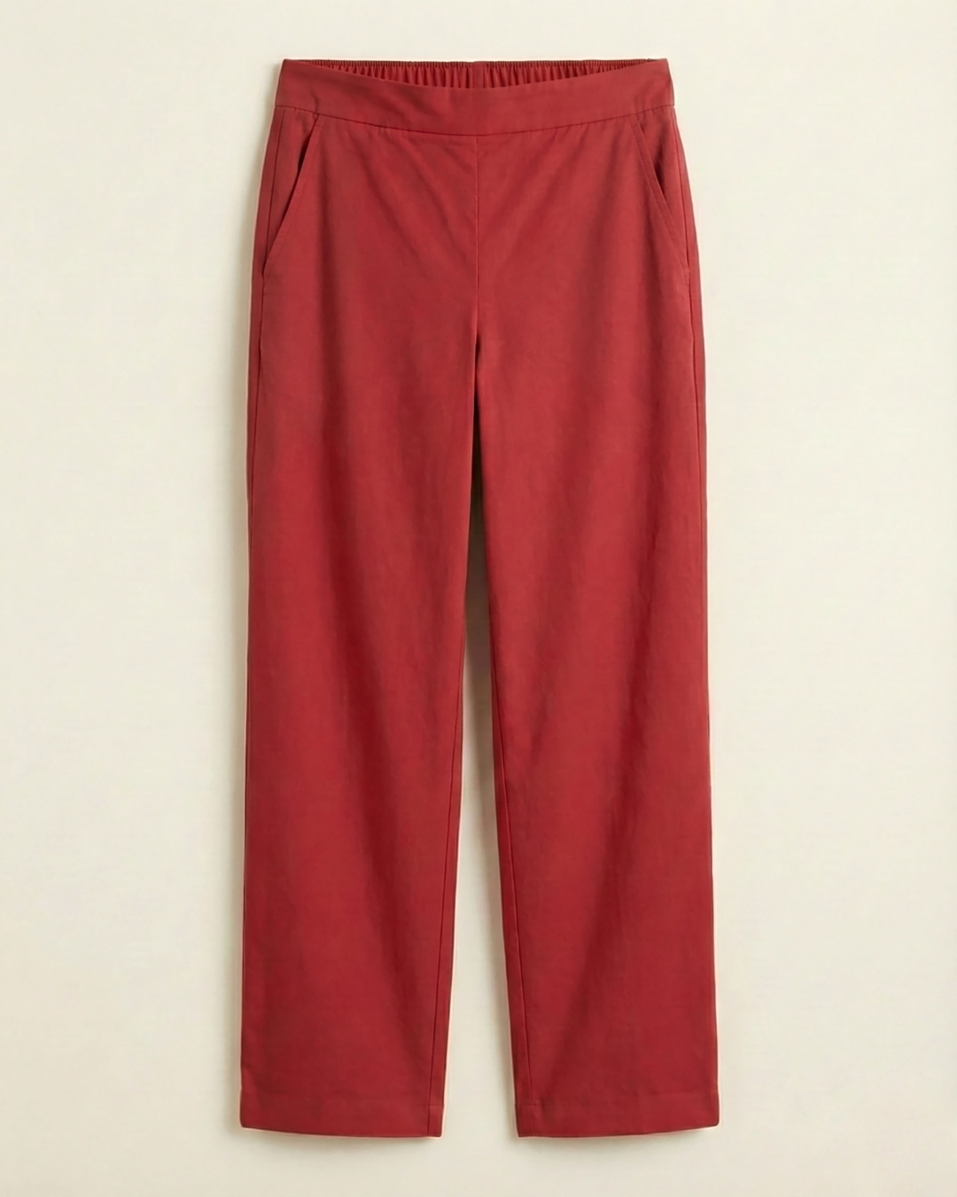 Maria Red Cotton Straight Pants