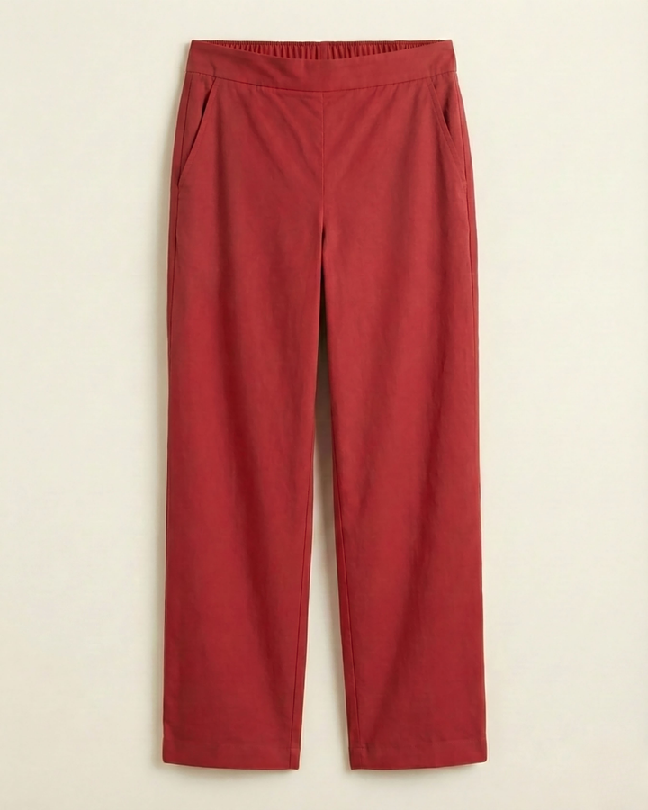 Maria Red Cotton Straight Pants