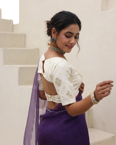 Noor White Jacquard Blouse