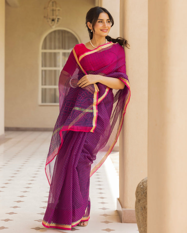 Bloom Purple Doria Bandhej Saree