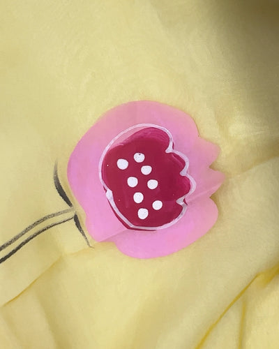 Yellow Organza Handpainted Suit Set