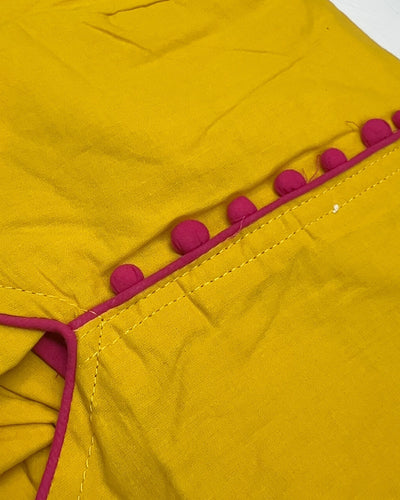 Yellow Organza Handpainted Suit Set