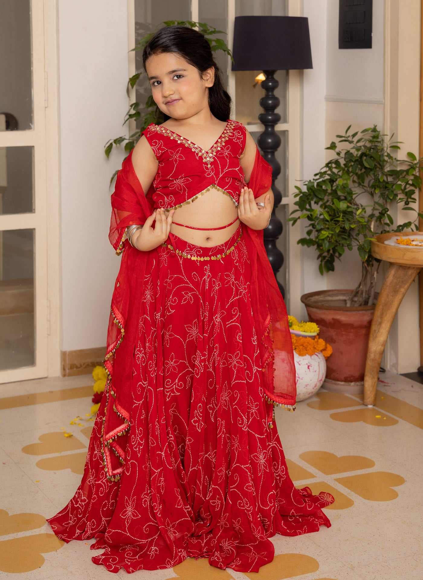 Kiara Red Bandhani Georgette Lehenga Set