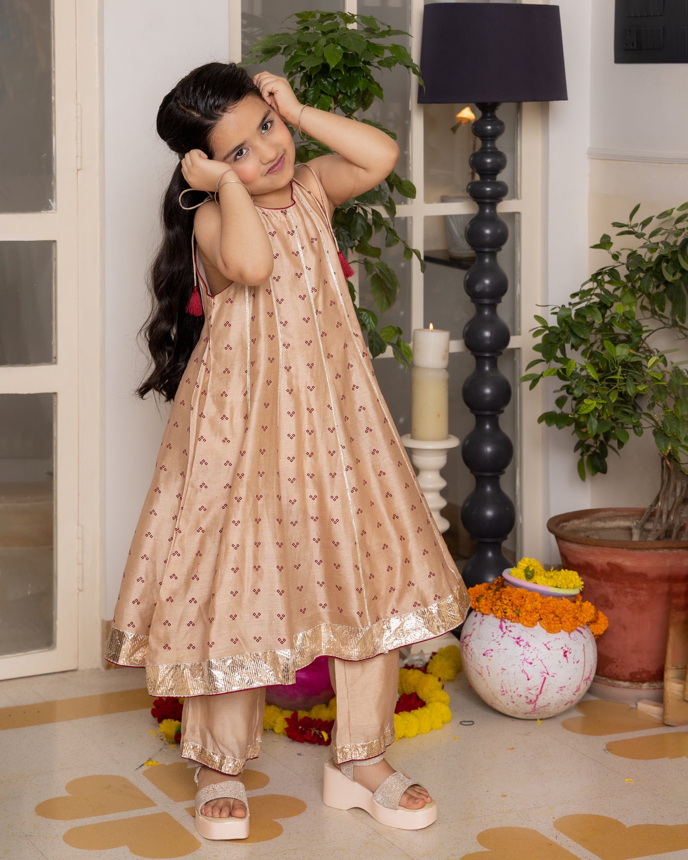 Ruhi Beige Bandhani Chanderi Coord Set