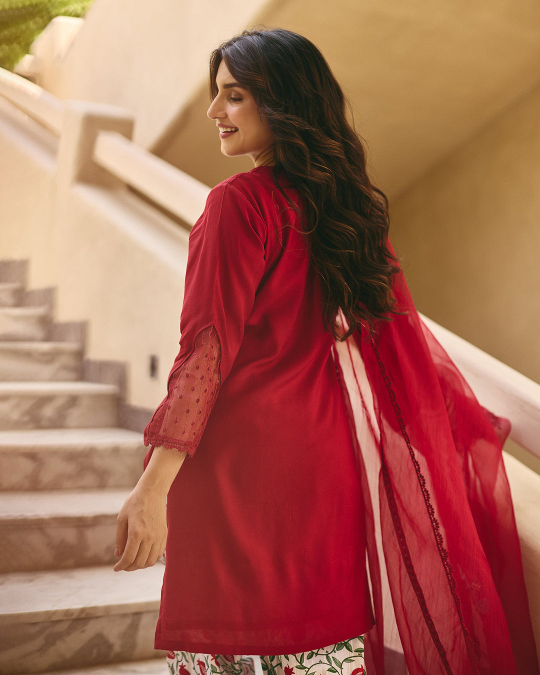 Irina Maroon Cotton Printed Suit Set