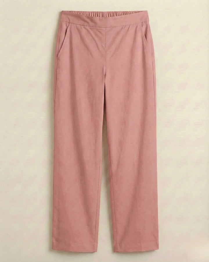 Leher Light Pink Cotton Straight Pants