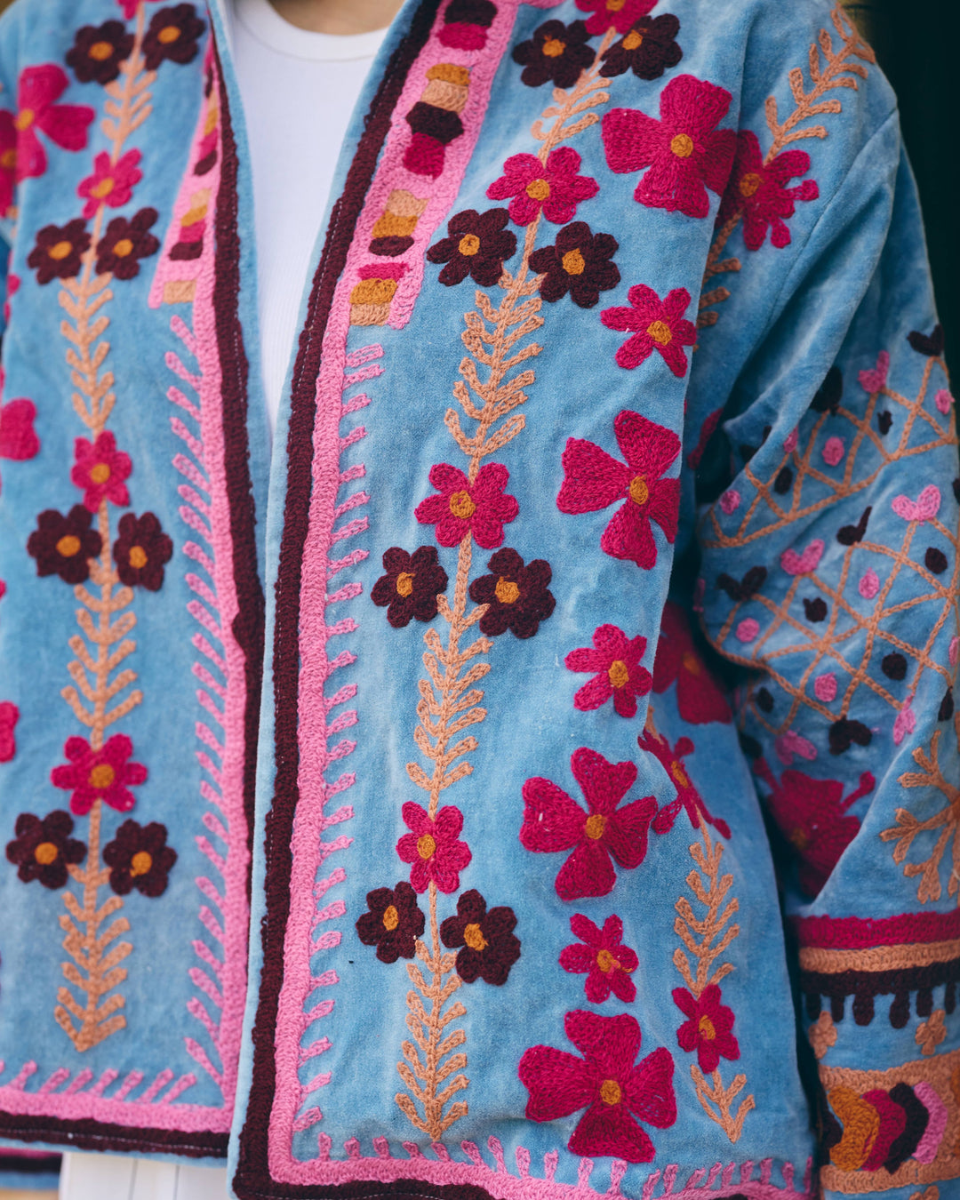 Cobalta Blue Velvet Suzani Jacket