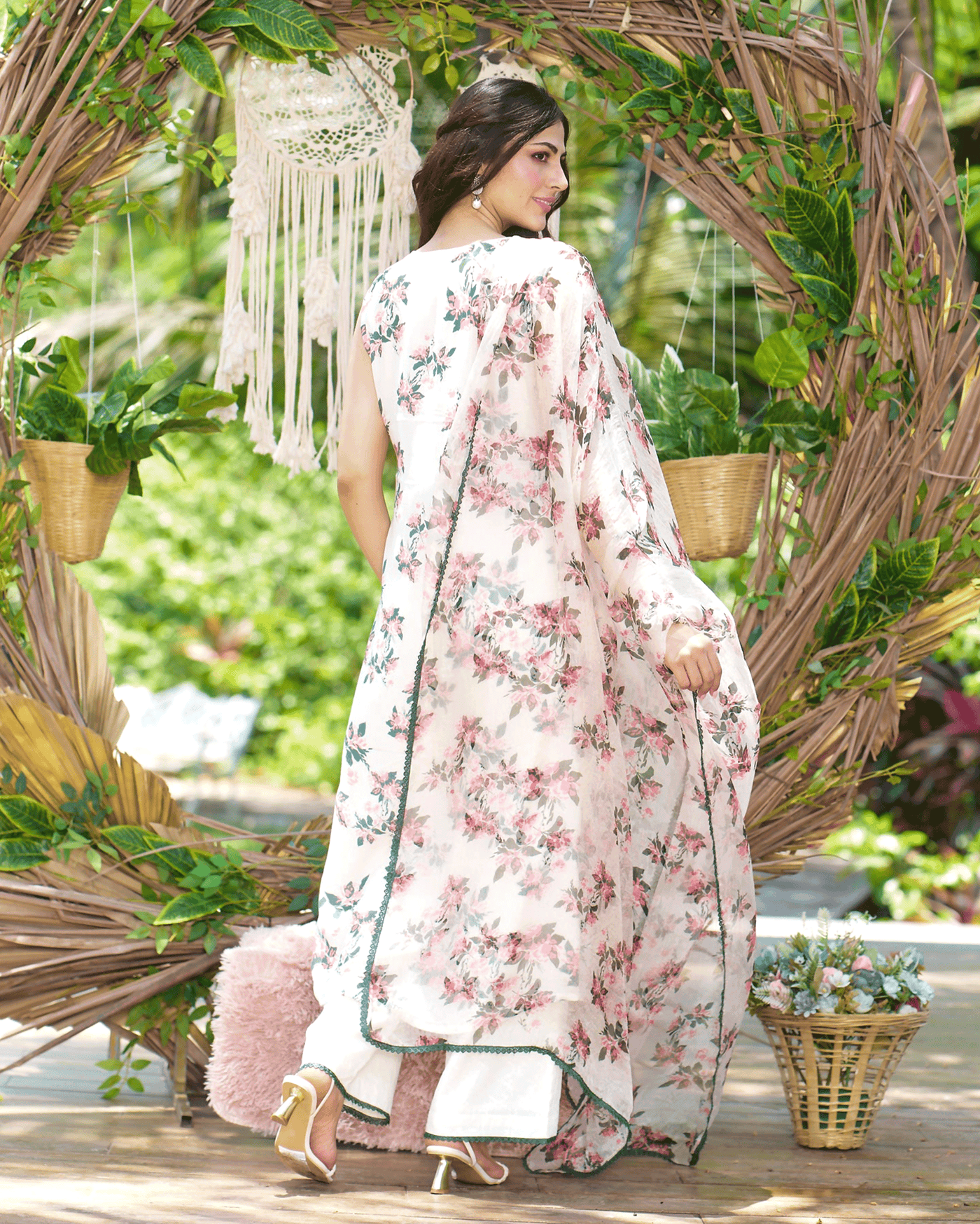Rishika Off White Printed Silk Suit Set