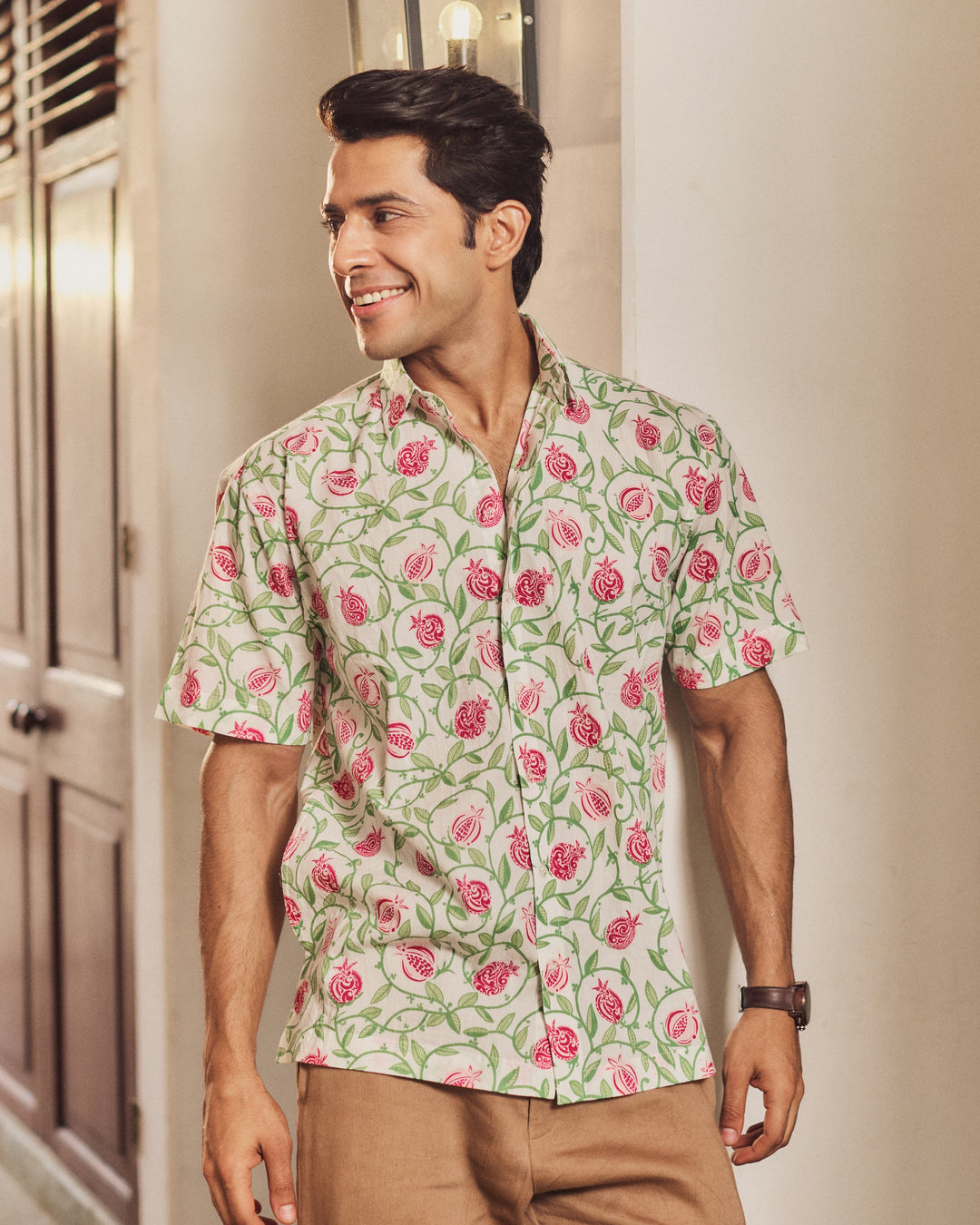 Krish White Printed Cotton Shirt