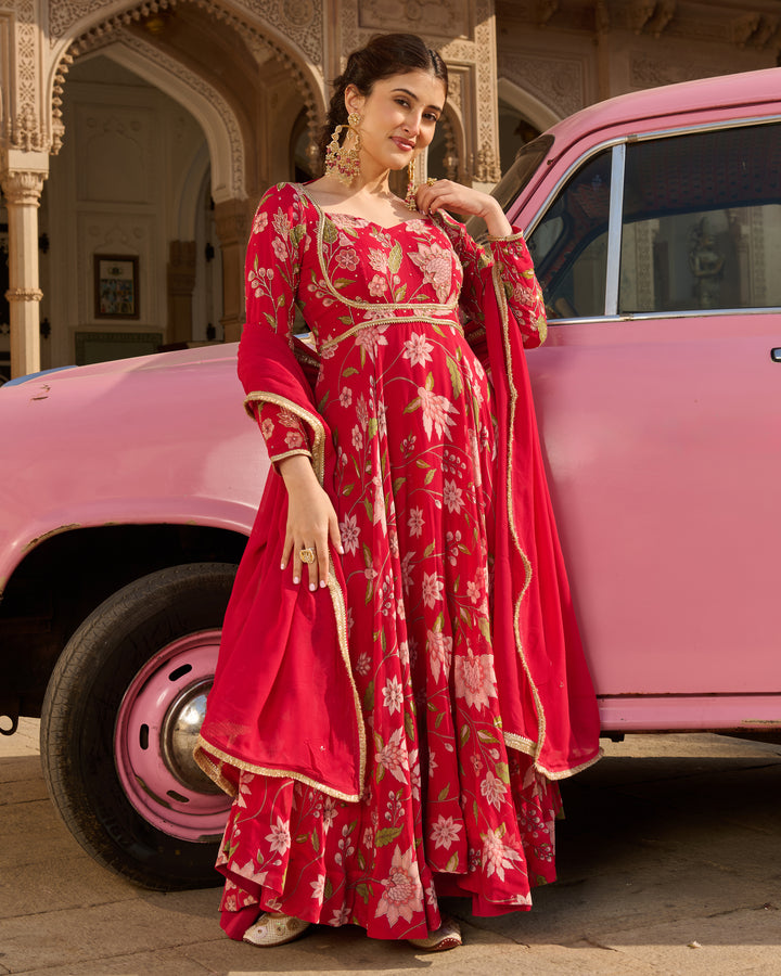 Kashish Pink Printed Georgette Suit Set