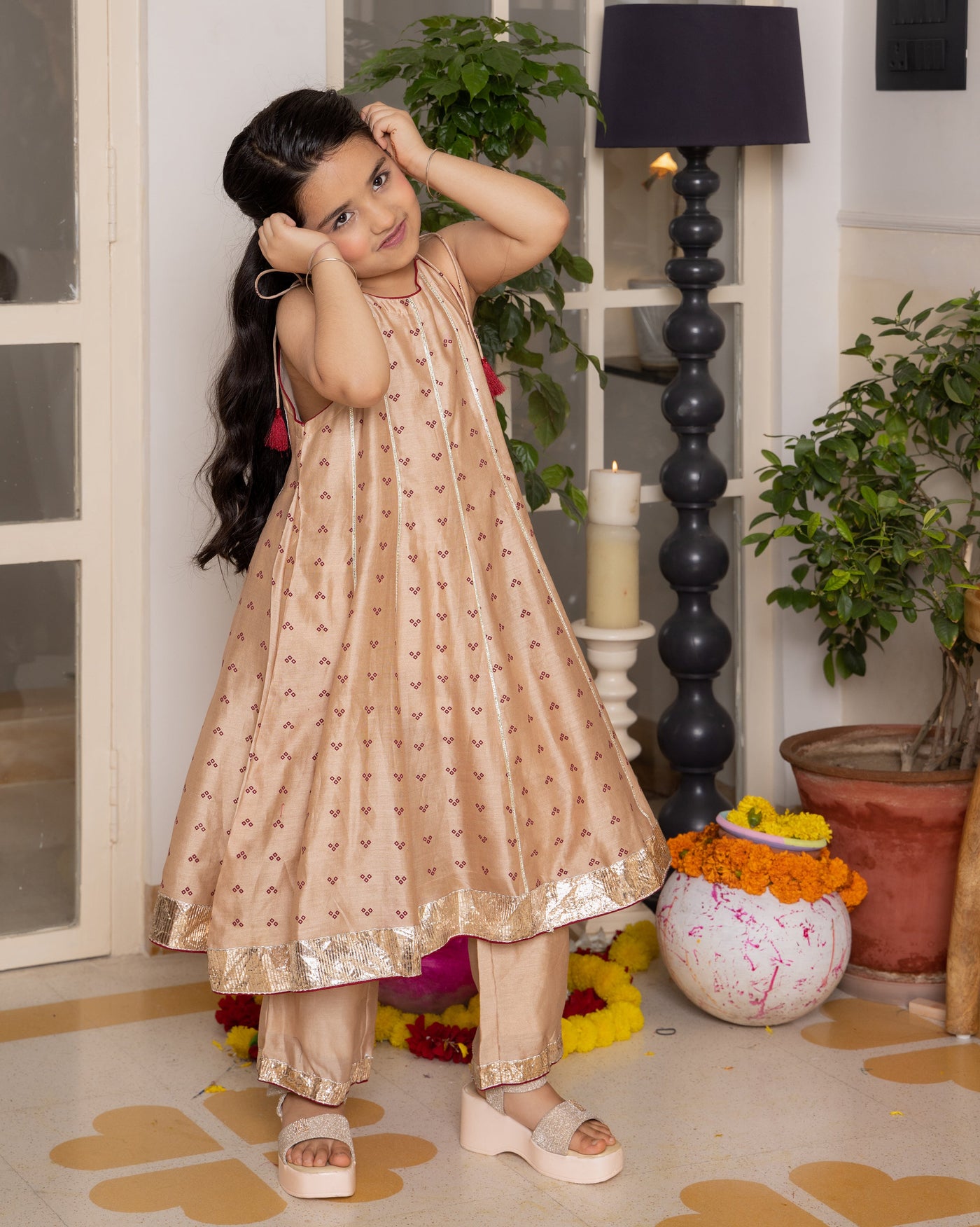 Ruhi Beige Bandhani Chanderi Coord Set
