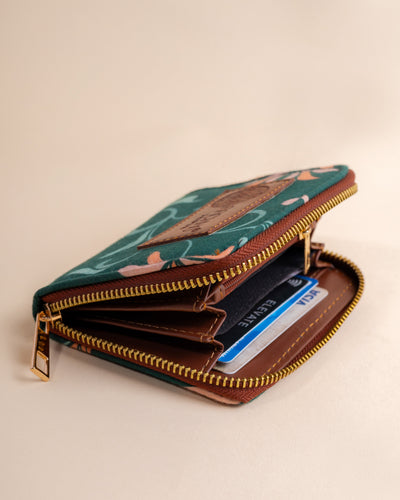 Petal Grace Green Coin Pouch
