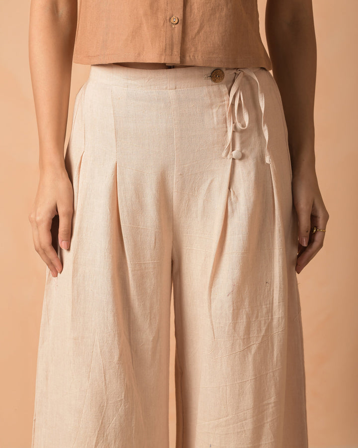 Kiva Beige Flex Solid Flared Pants