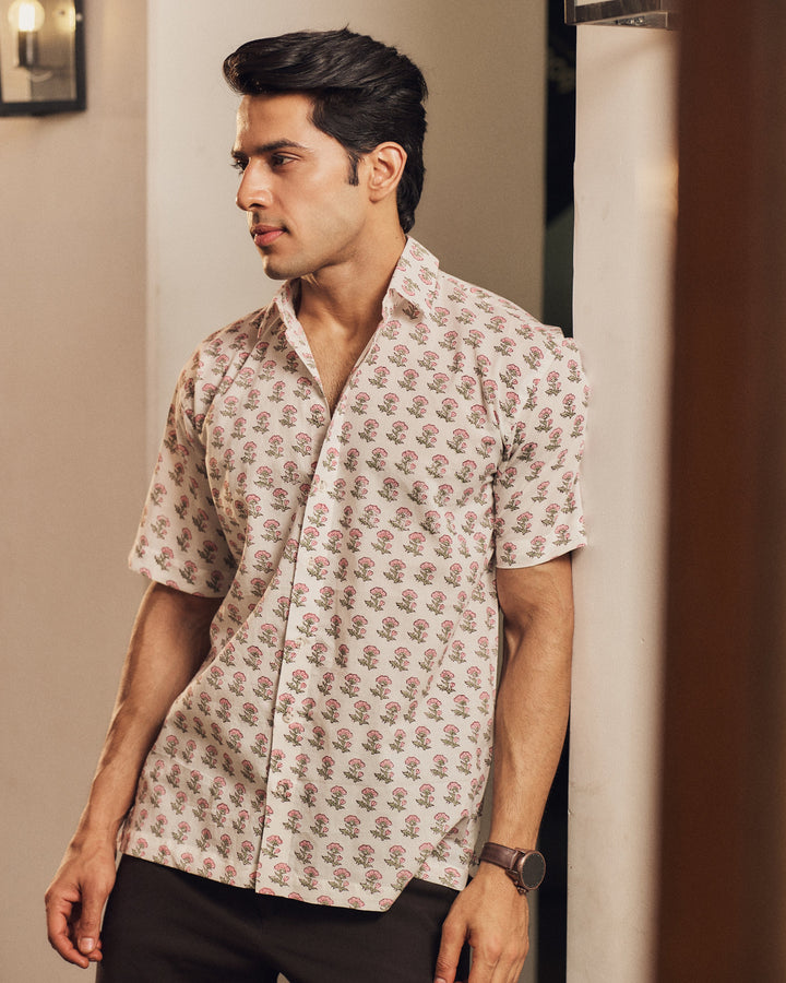 Lakshit White Printed Cotton Shirt