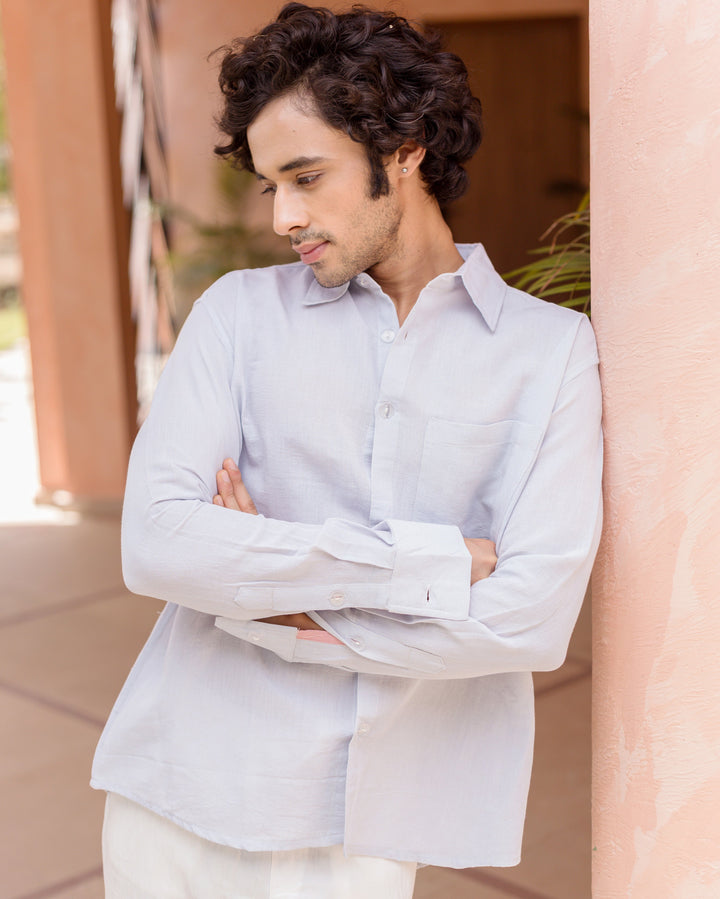 Caelix Blue Cotton Flex Solid Shirt